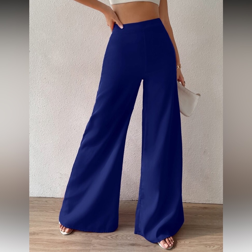 Elegant Navy high waist Wide-Leg Pants